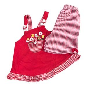 Buster Brown embroidered swing tank with rare editions gingham shorts size 6